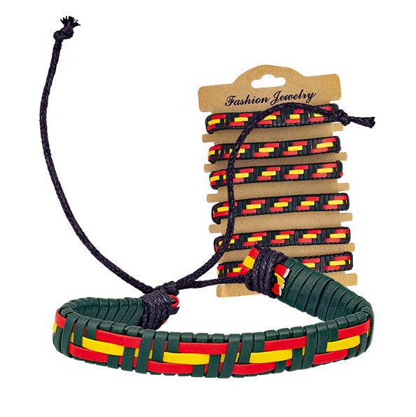 Pack de 6 pulseiras de couro sintético com bandeira espanhola e f...