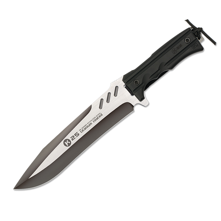 Cuchillo táctico K25 con hoja negra de 22.8 cm y mango de SFL neg...