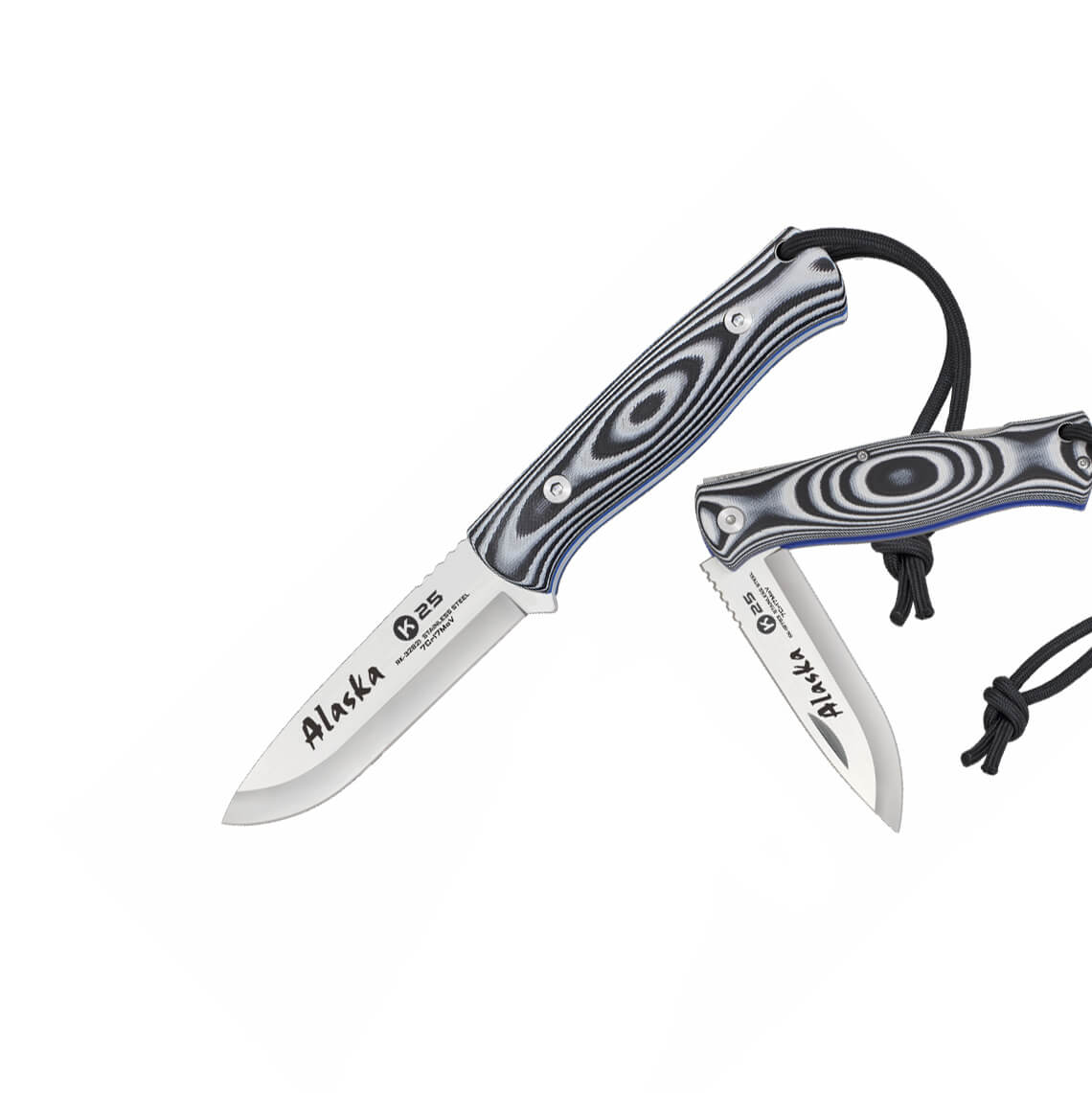 Couteau tactique Alaska K25 avec lame de 9 cm et manche G10 noir ...