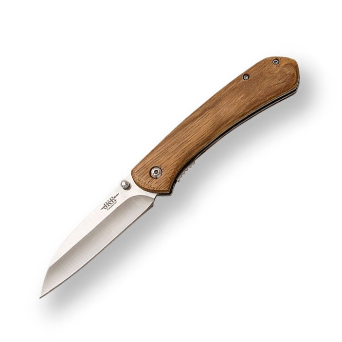 Navaja JKR con mango de madera de zebrano y hoja de 8,5 cm con te...