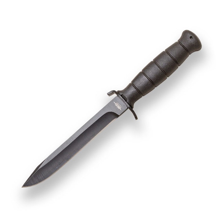 Cuchillo de combate con hoja negra de 16.5 cm y puño de ABS negra