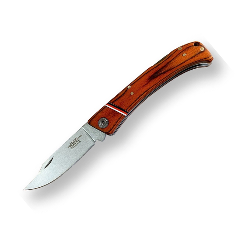 Navaja deportiva con mango de madera prensada roja y hoja de 7.5 ...