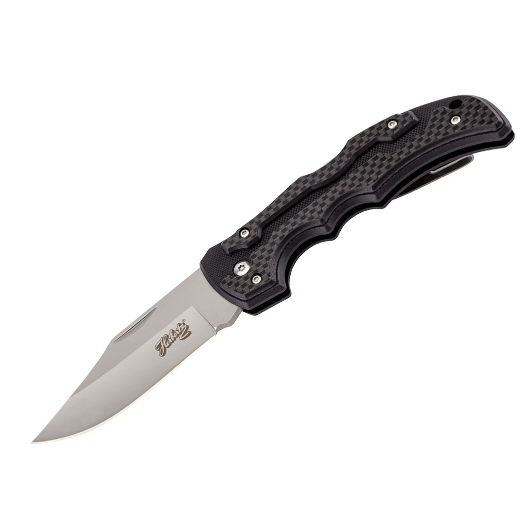 Navaja táctica con hoja clip point de 8.7 cm y mango negro de G10...