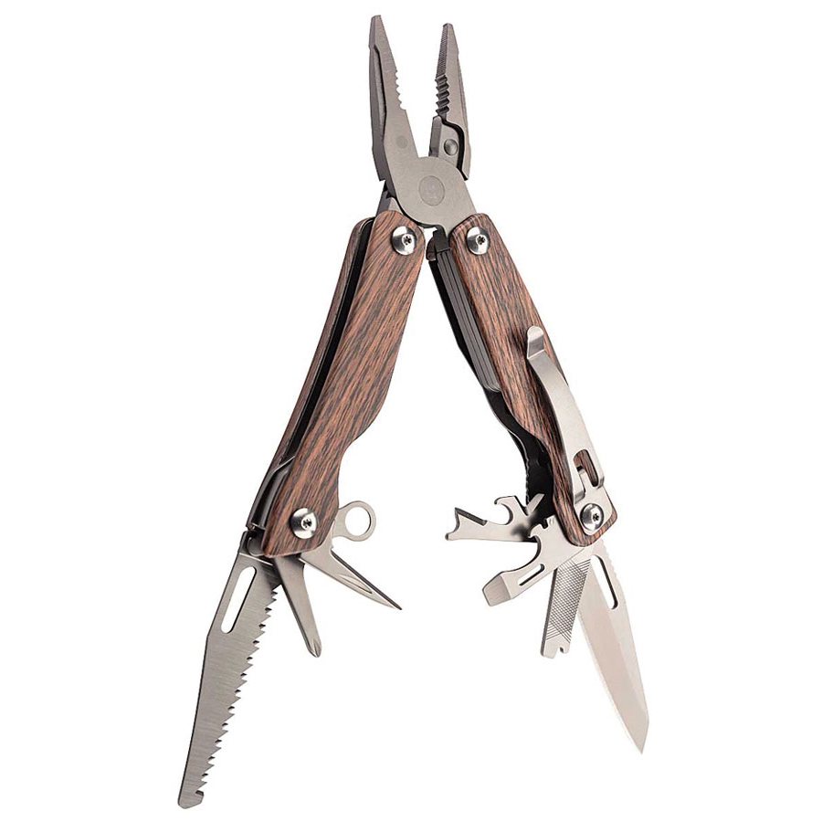 Herbertz 12-Funktionen-Multitoolzange aus Holz und Edelstahl mit ...