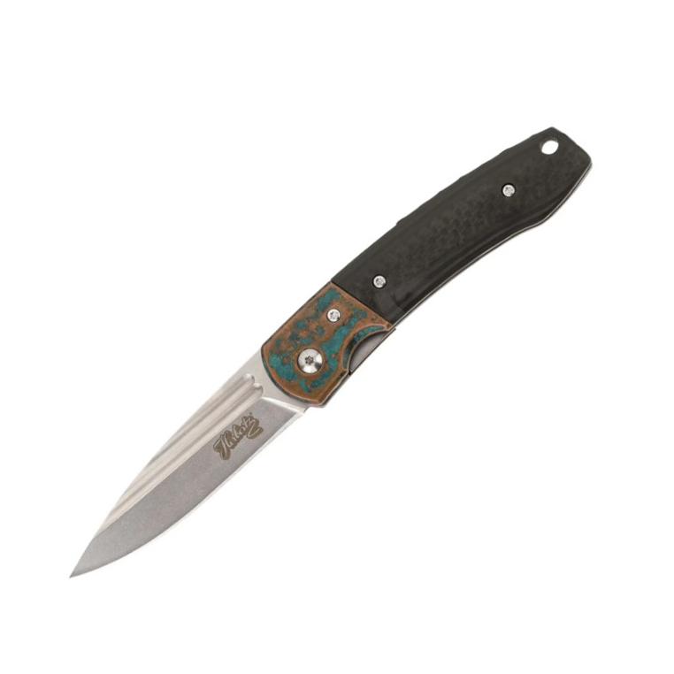 Couteau de poche avec lame en acier D2 de 8 cm et manche en fibre...