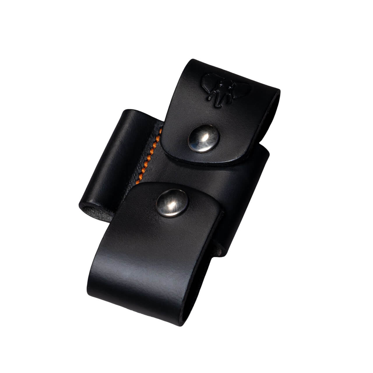 Acoplador de couro preto com tecido Cudeman cor de laranja. 10 cm