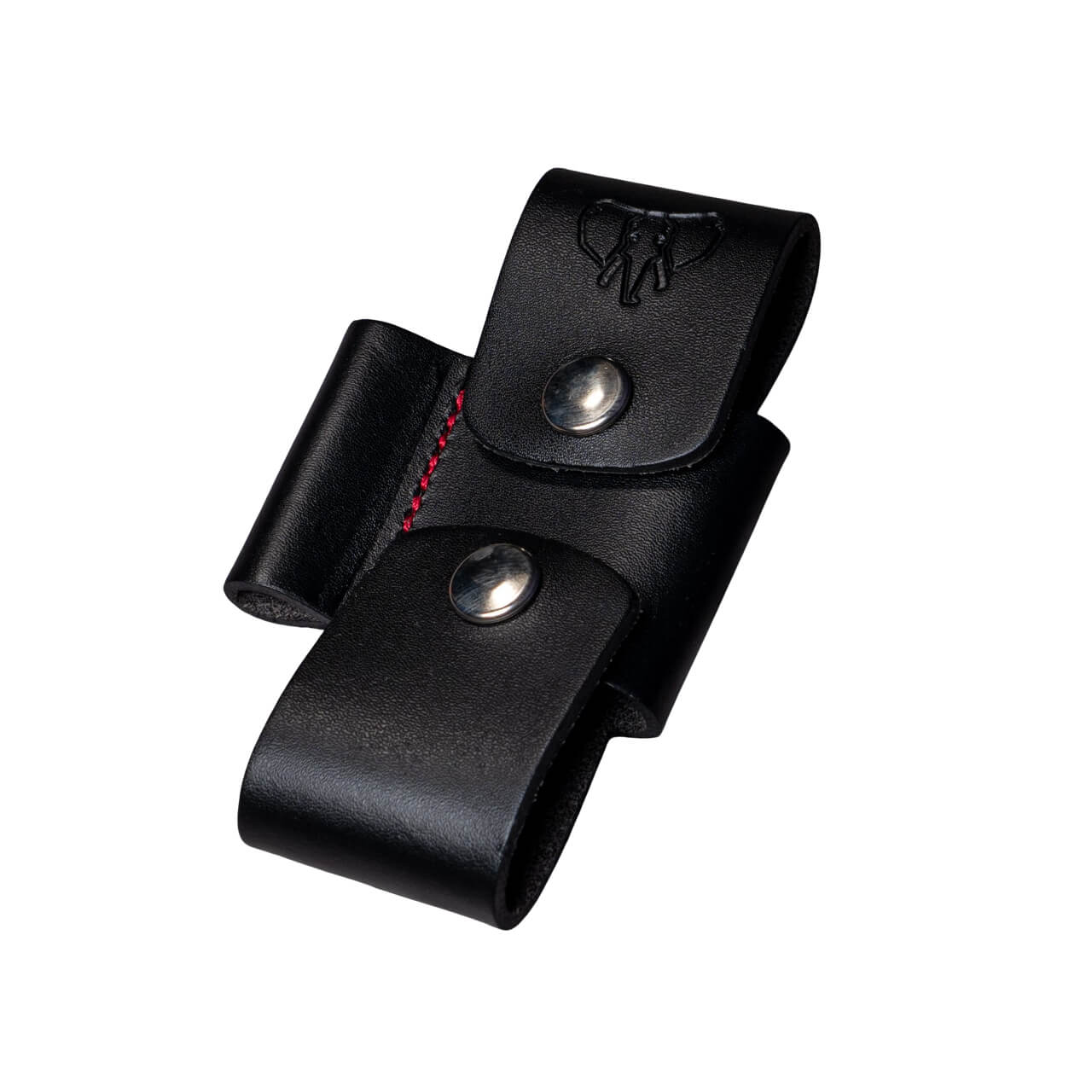 Acoplador de couro preto com tecido Cudeman vermelho. 10 cm