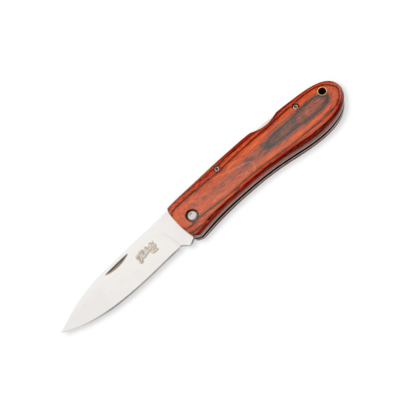 Couteau de poche avec manche en bois pressé rouge et lame de 9,3 ...