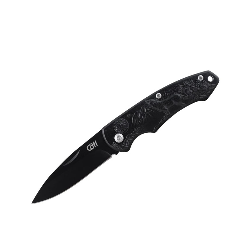 Canivete com cabo slipjoint em aço inoxidável preto decorado com ...