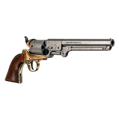 Réplica Colt Navy 1851 con cachas de madera, metal envejecido y l...