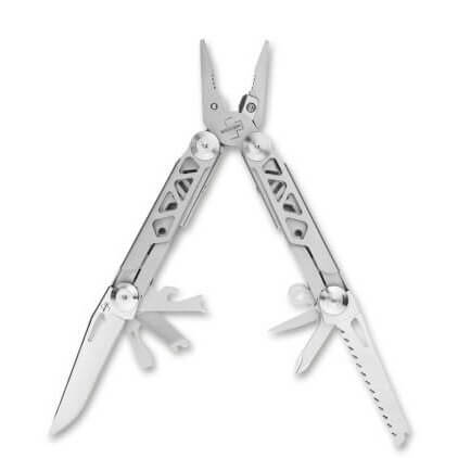 Couteau multifonctions avec neuf outils et attache pour vetements