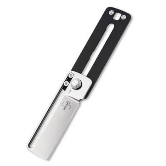 Couteau de poche avec lame a pointe coupee de style tactique et s...