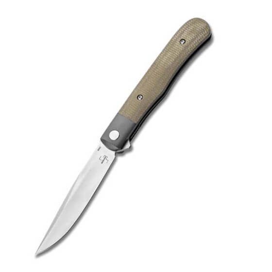 Couteau de poche avec manche en micarta marron et lame a pointe t...