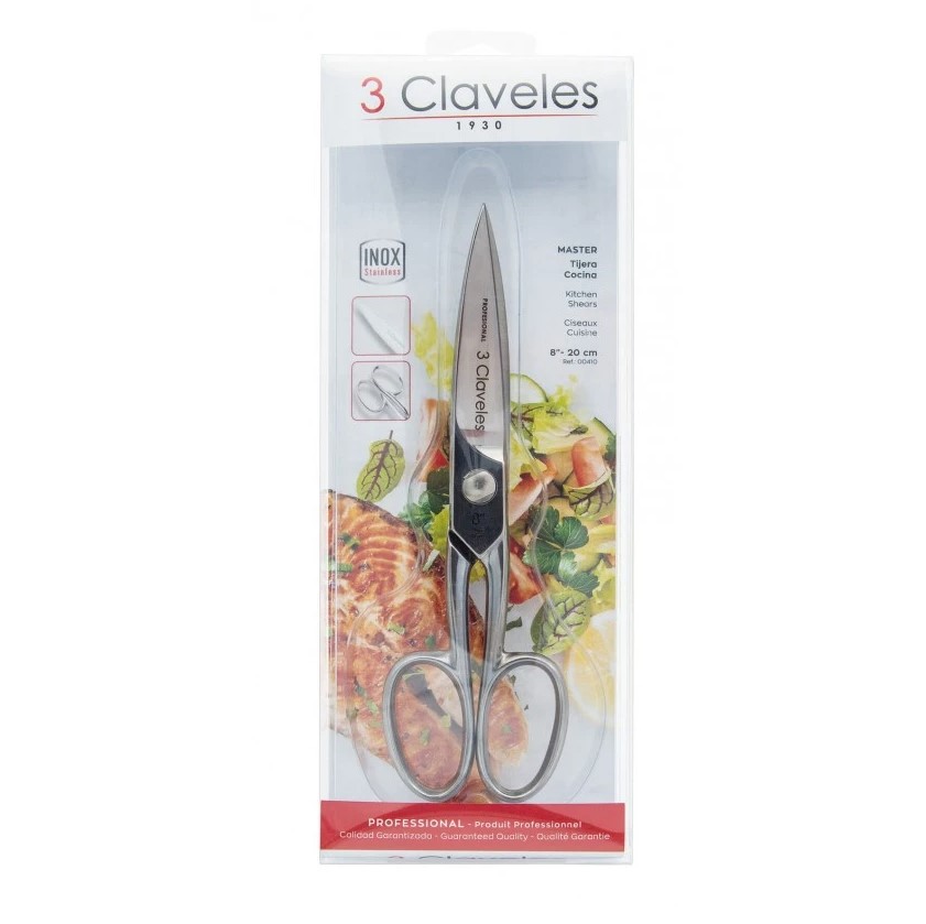 Tijeras de cocina Master de 8" en acero inoxidable con acabado brillo