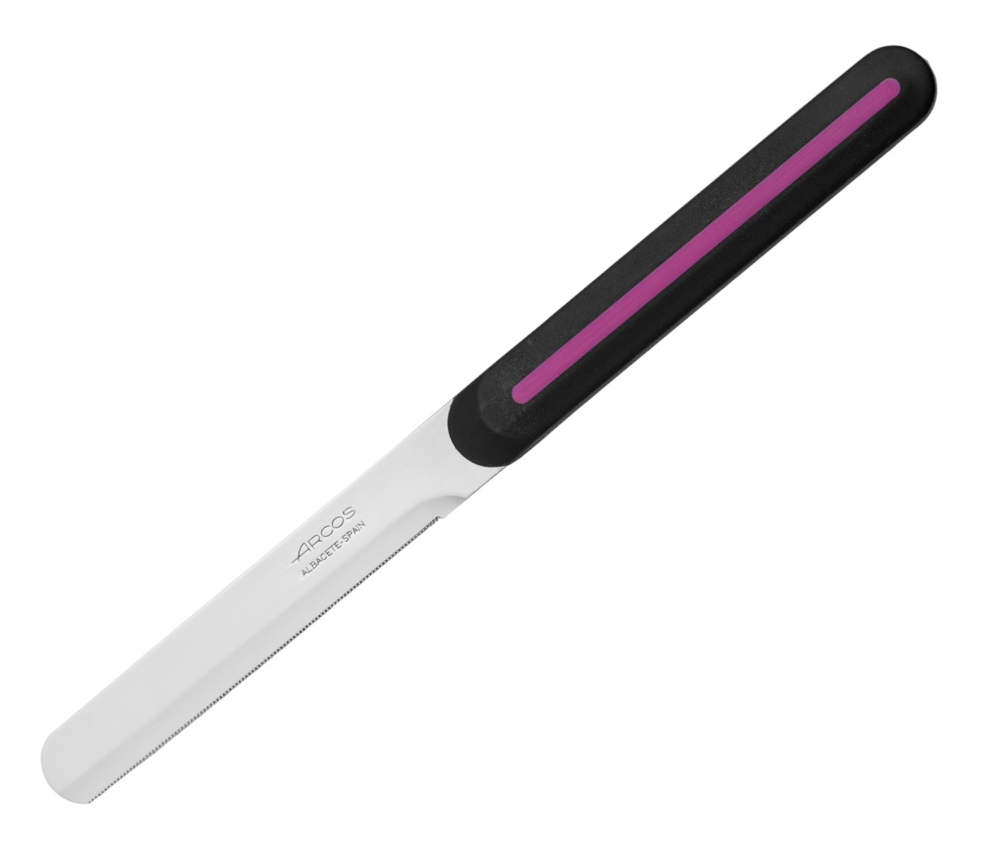 Faca de mesa Arcos Nitrum preta e rosa com lâmina micro-pérola de...