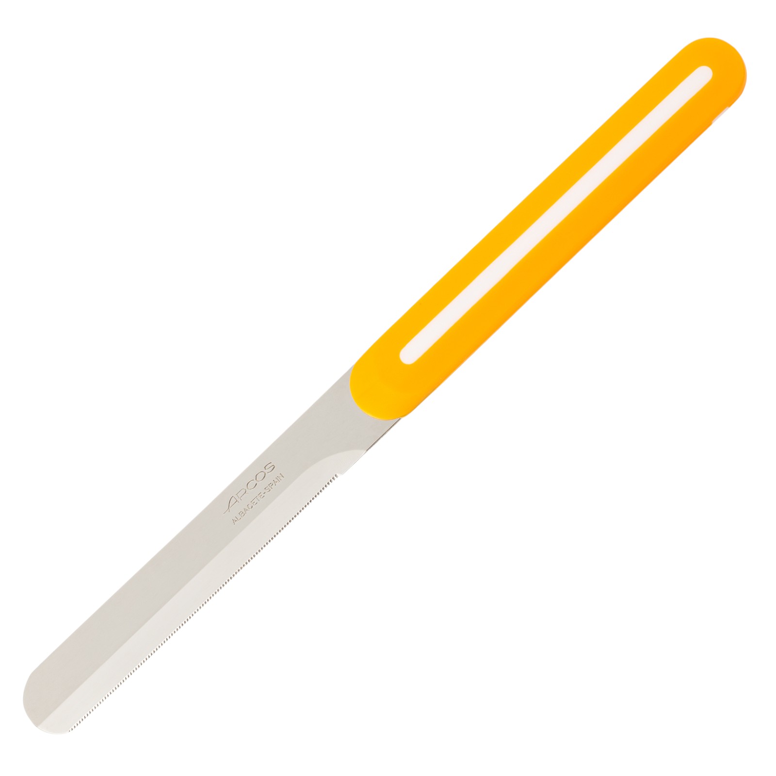 Faca de mesa Arcos Nitrum laranja com lâmina micro-pérola de 10 c...