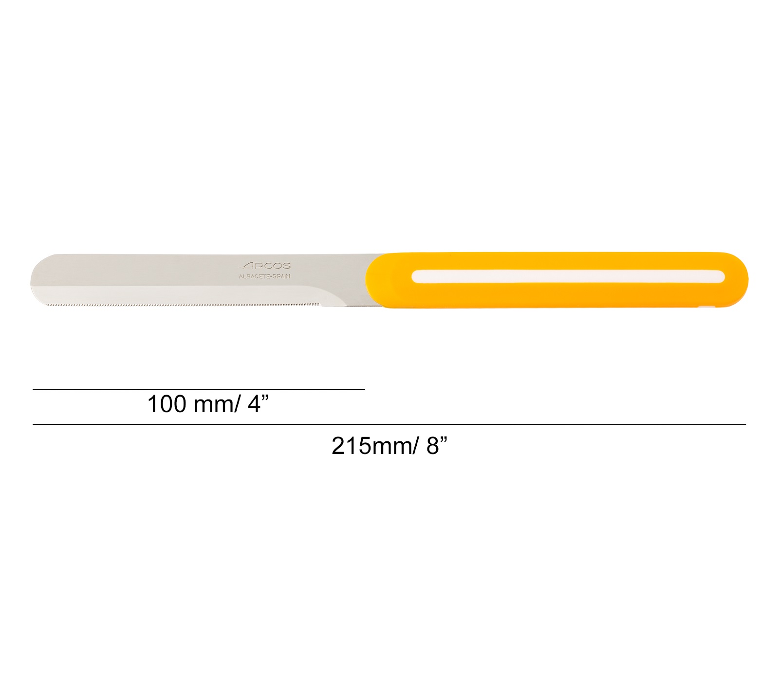 Faca de mesa Arcos Nitrum laranja com lâmina micro-pérola de 10 cm