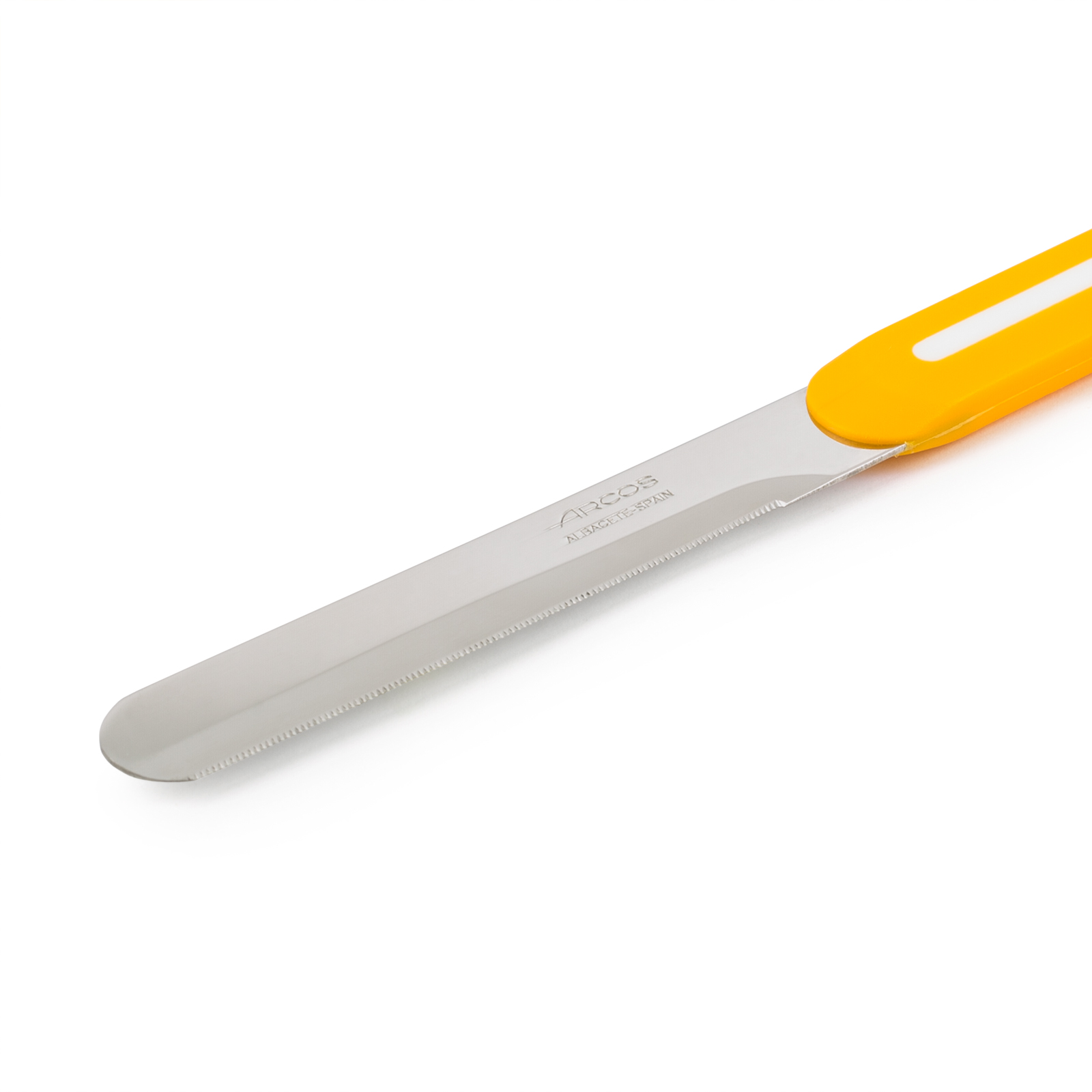 Faca de mesa Arcos Nitrum laranja com lâmina micro-pérola de 10 cm