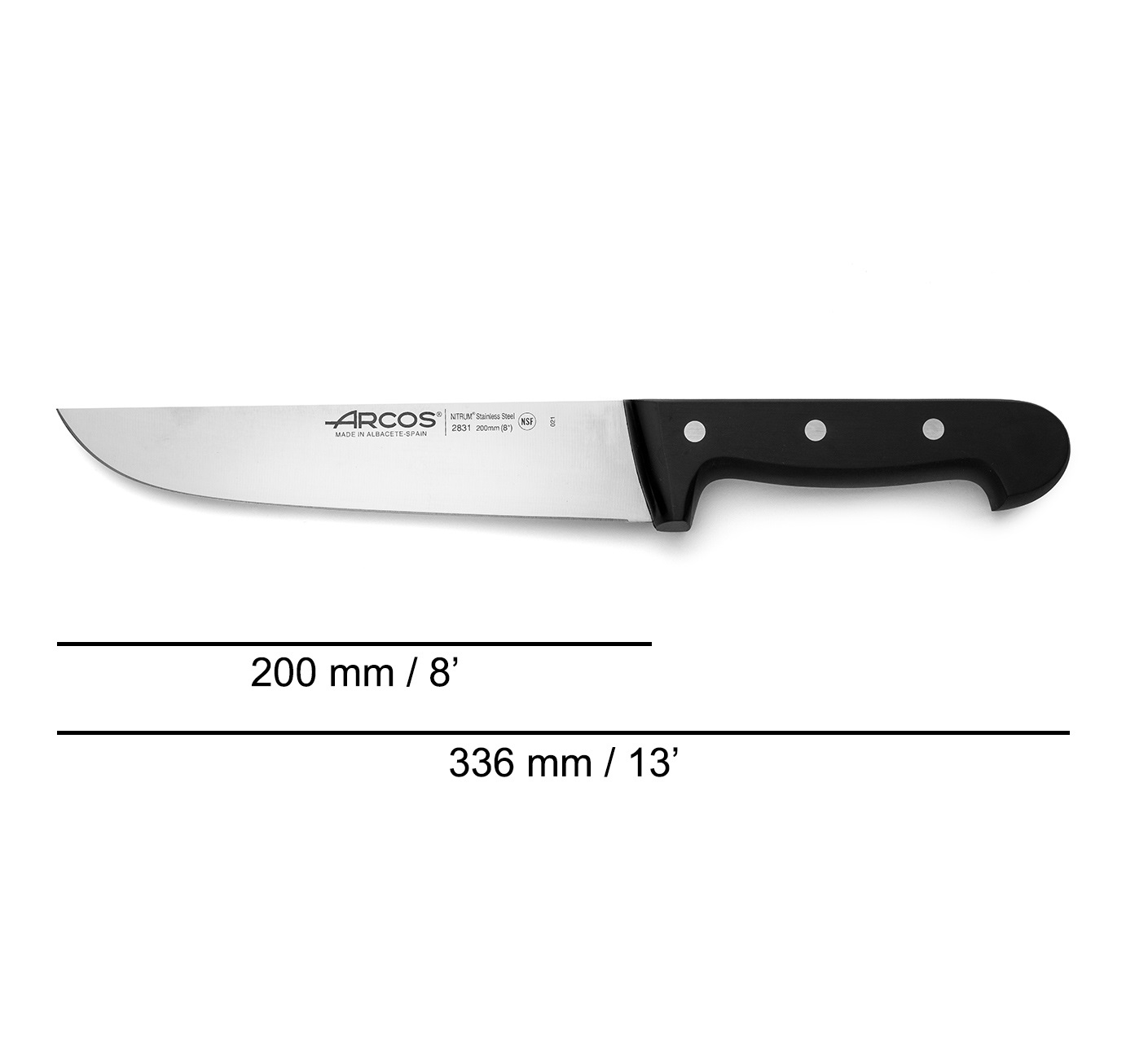 Coltello da macellaio universale Arcos con lama dritta da 20 cm e manico in poliossimetilene
