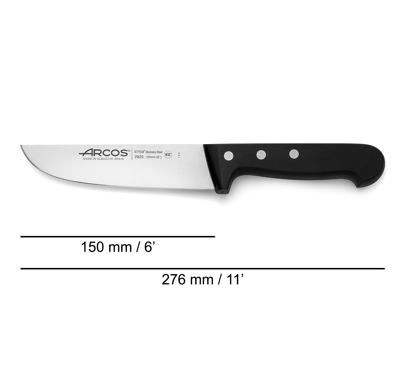 Couteau de boucher droit universel Arcos avec lame de 15 cm et manche en polyoxyméthylène
