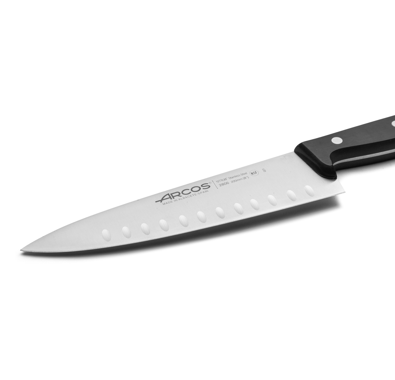 Faca de chef universal Arcos com lâmina oca de 20 cm e cabo em polioximetileno