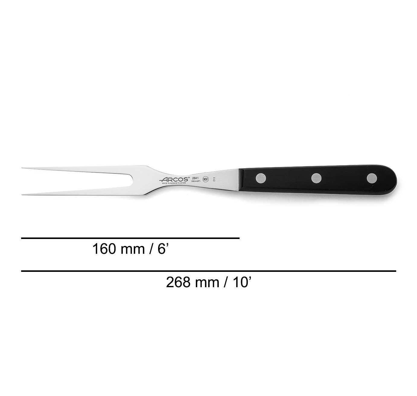 Garfo de trinchar Arcos Universal 160 mm com cabo em polioximetileno preto