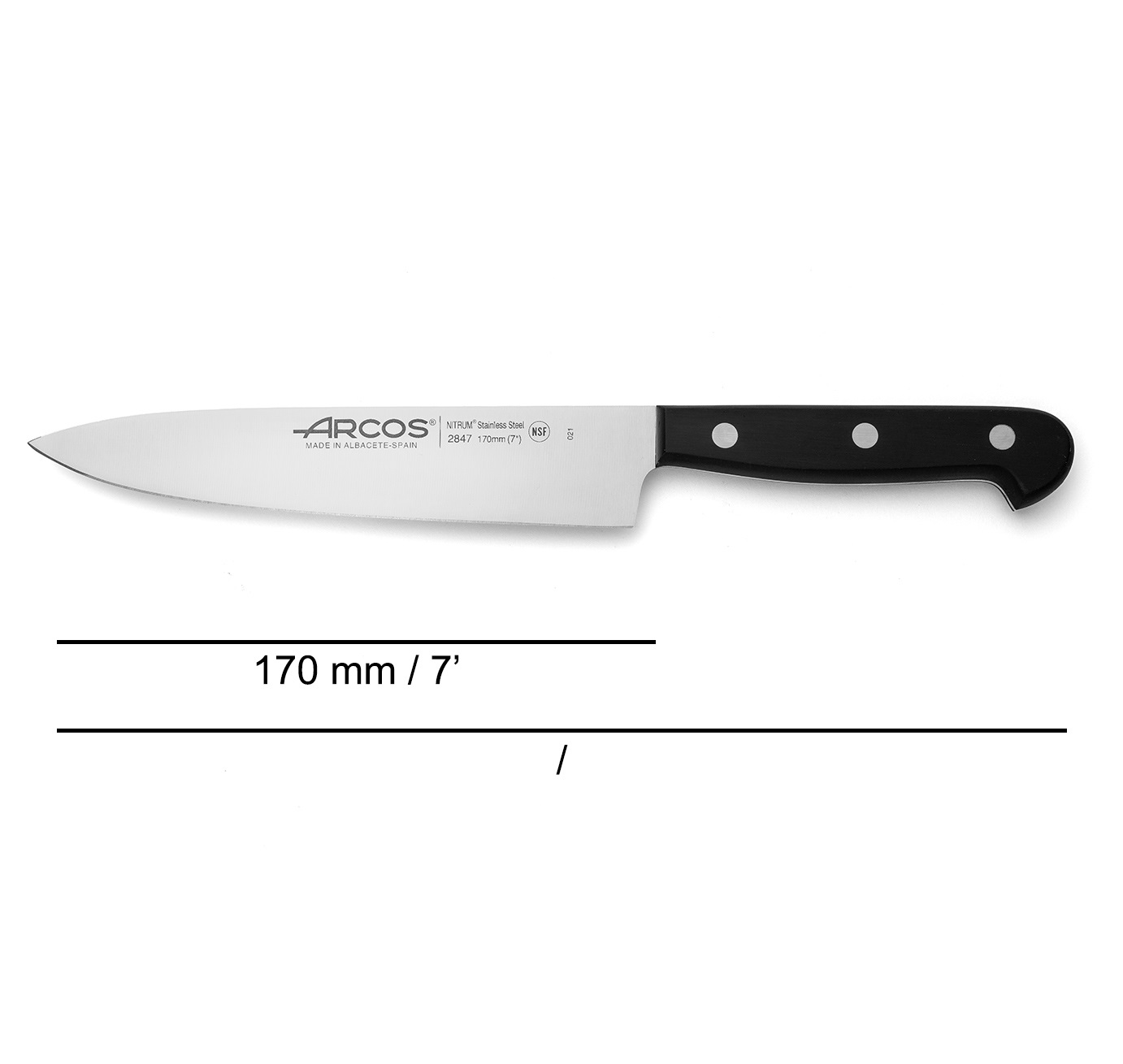 Arcos Universal chef's knife 170 mm with black polyoxymethylene handle