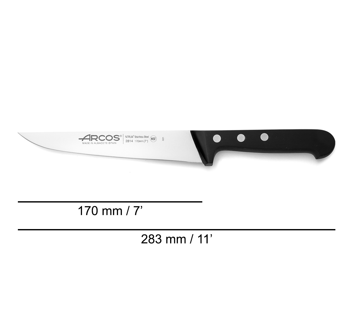 Faca de cozinha Arcos Universal 170 mm com cabo em polioximetileno preto