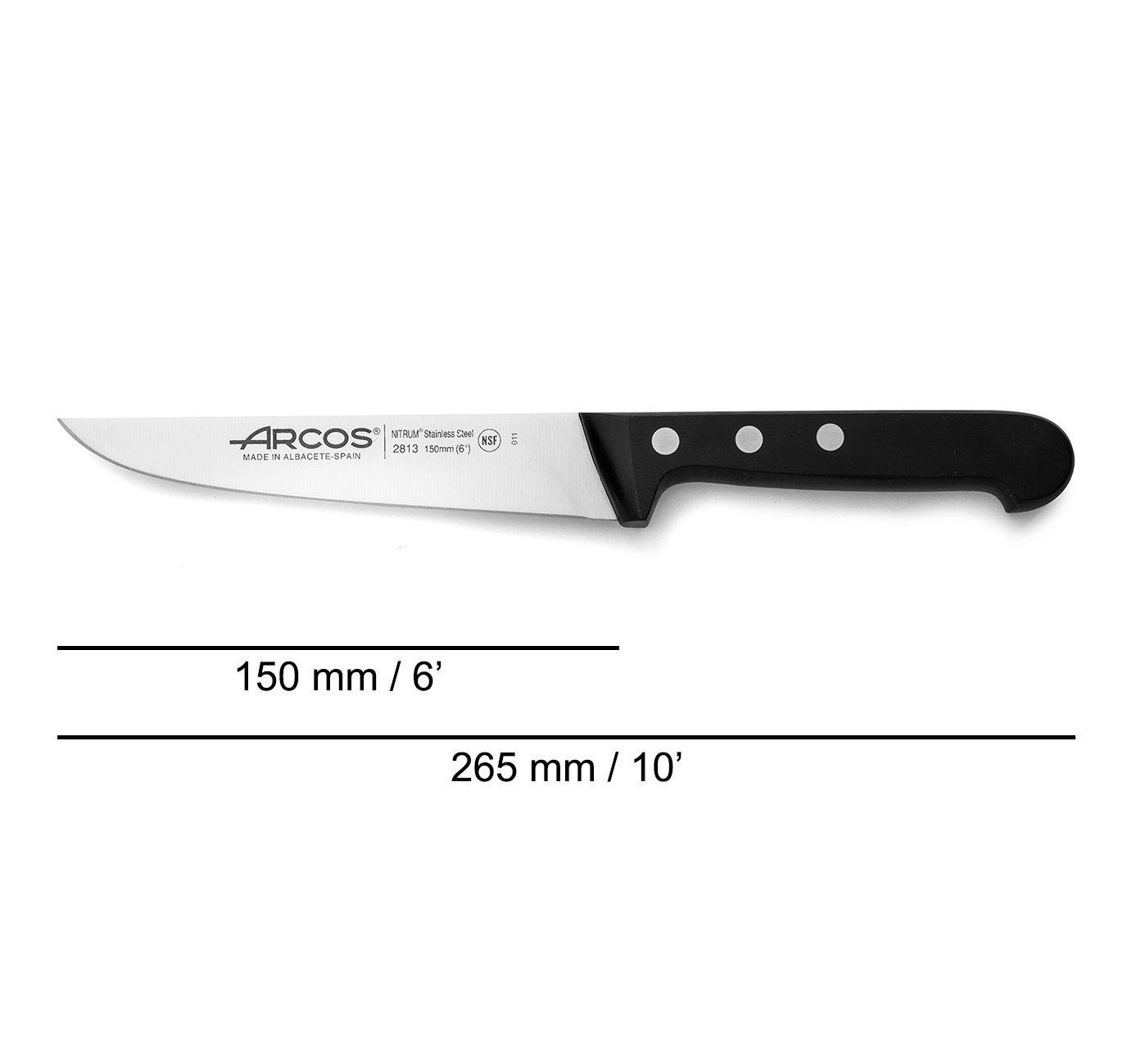 Faca de cozinha Arcos Universal 150 mm com cabo em polioximetileno preto