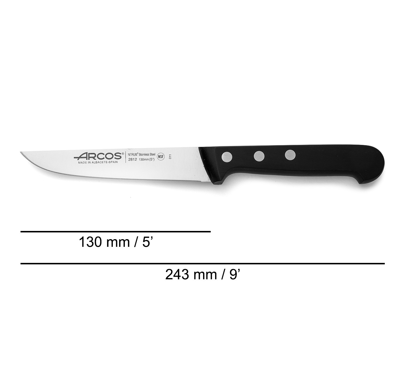Faca de cozinha Arcos Universal 130 mm com cabo em polioximetileno preto