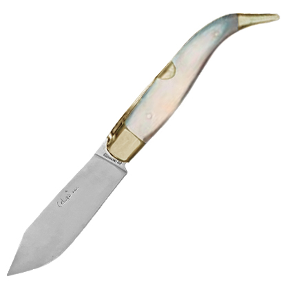 Pastora Albacete penknife with bull horn handle and brass ferrule...