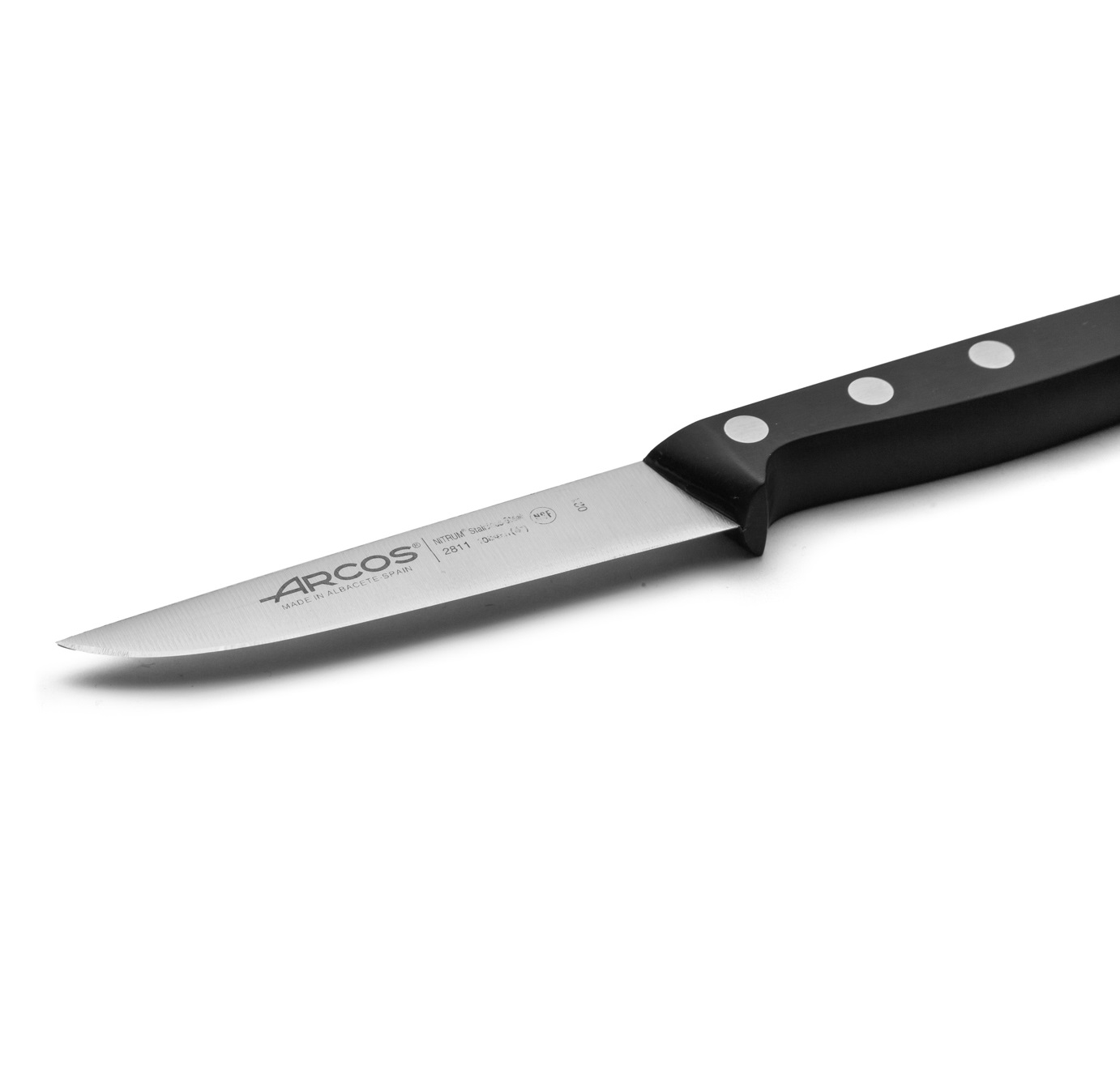Arcos Universal Gemüsemesser mit schwarzem Polyoxymethylen-Griff und 100 mm Klinge