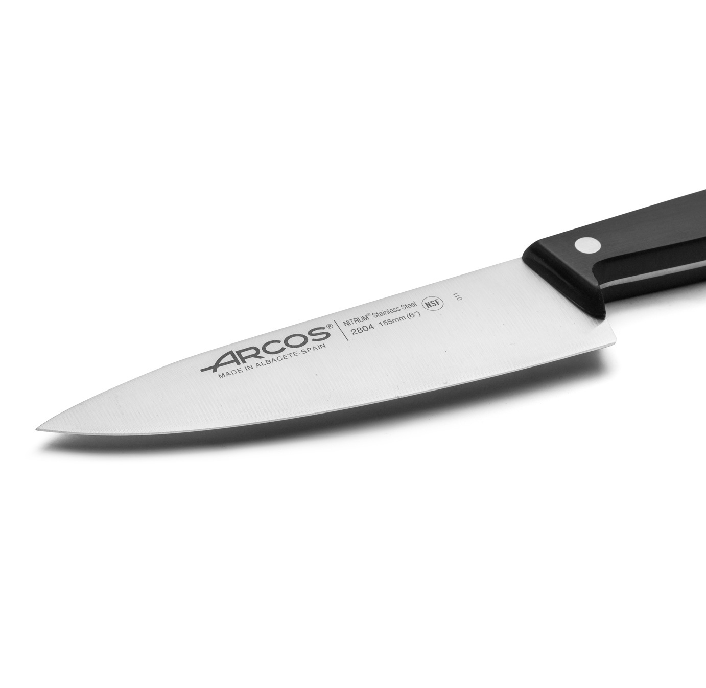 Arcos Universal chef's knife with black polyoxymethylene handle and wide 155 mm blade