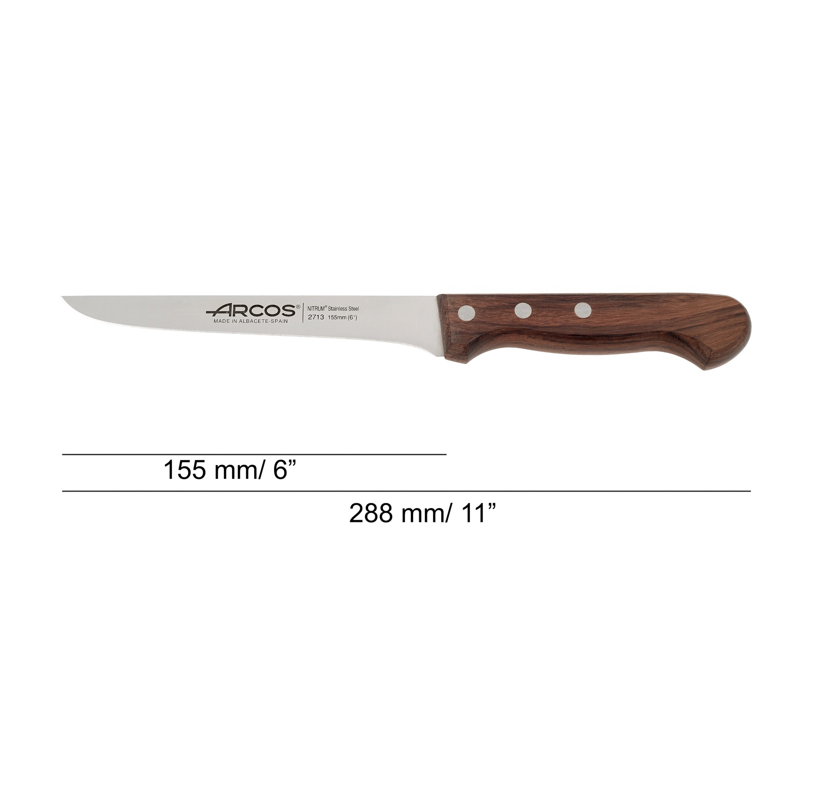 Arcos Atlántico Ausbeinmesser mit Palisandergriff und 155 mm Klinge