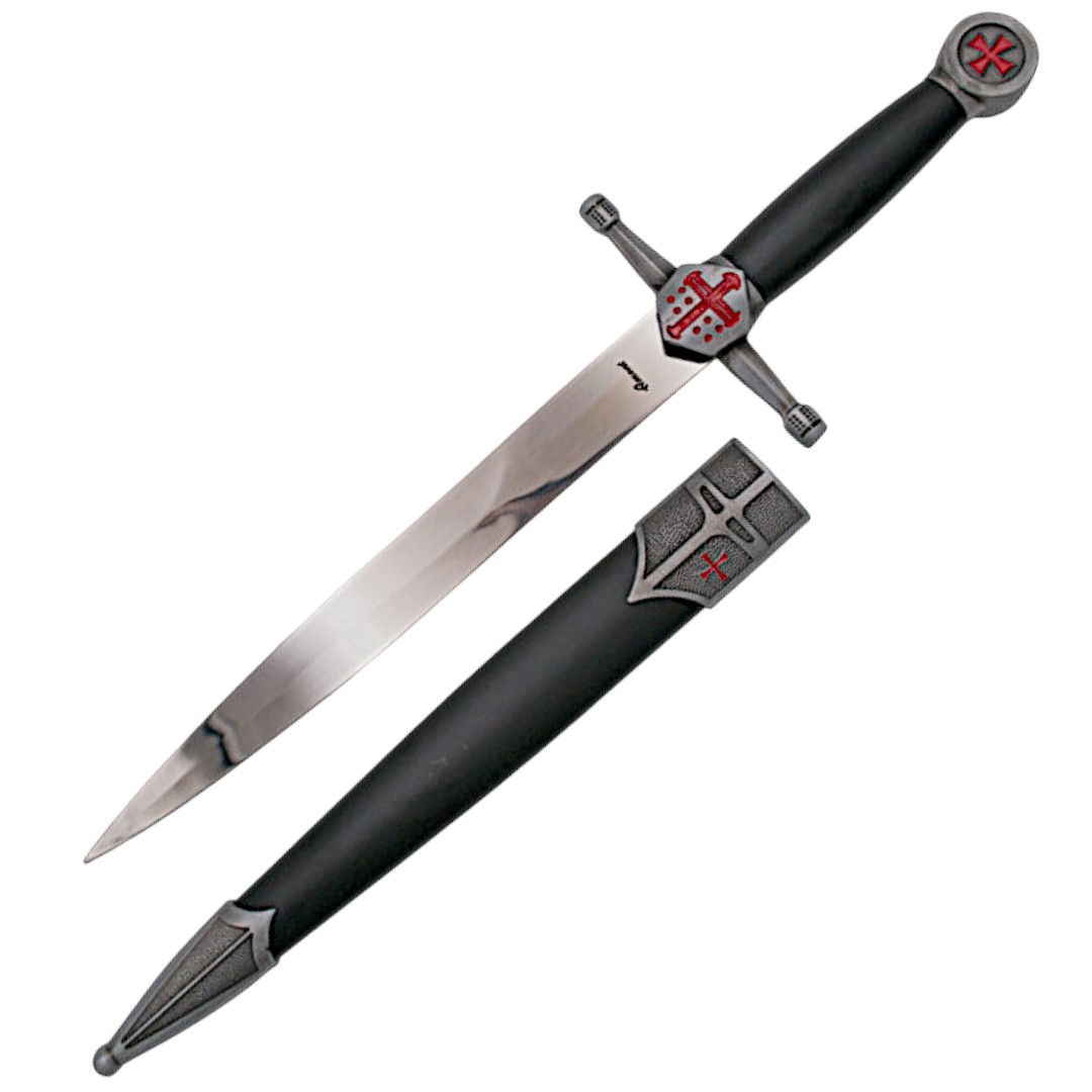 Antique Dagger with red crosses on handle and scabbard