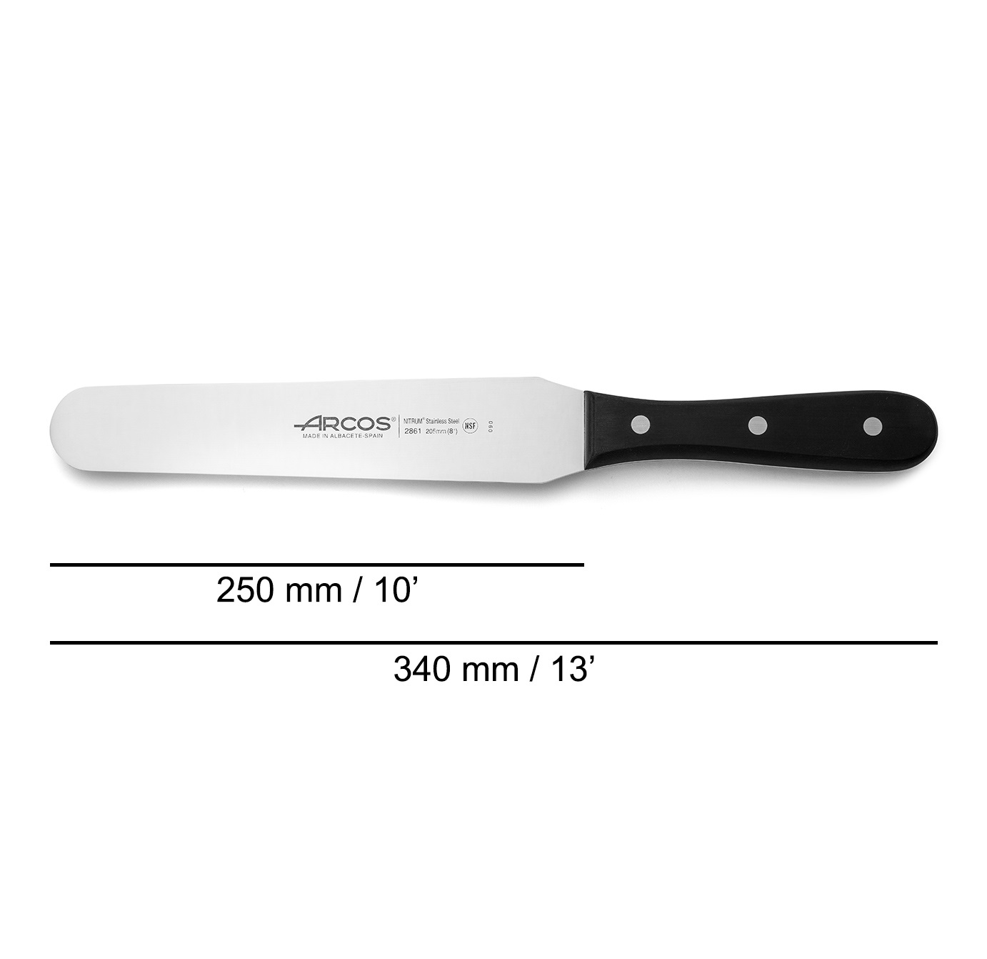 Espátula para Pastelaria Arcos com Lâmina de 205 mm, Série Universal, com Cabo de Polioximetileno Preto