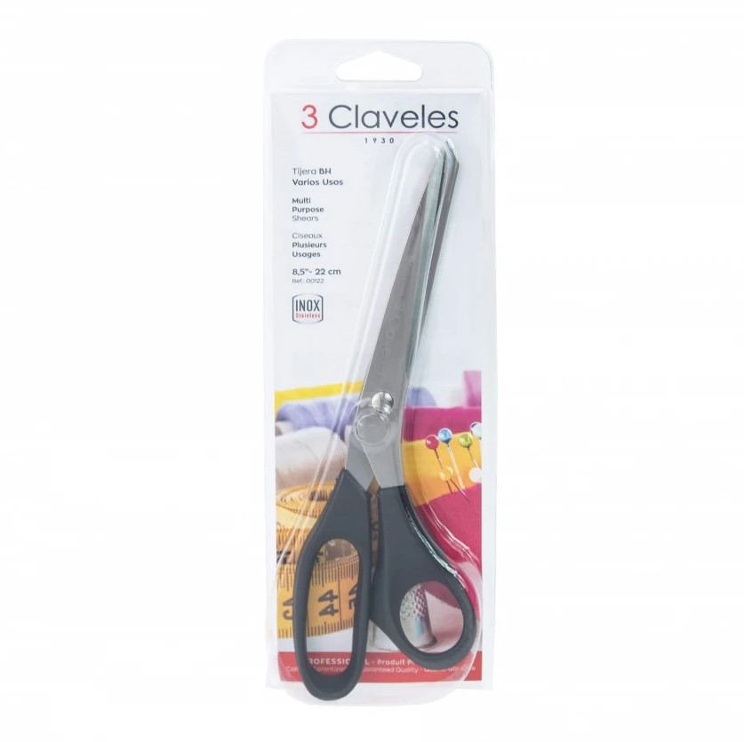 Tijeras BH Varios usos de 22 cm con mango de nylon negro 3 Claveles