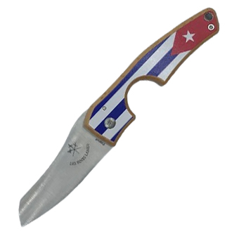 Couteau de poche et coupe cigare avec drapeau cubain sur le manch...