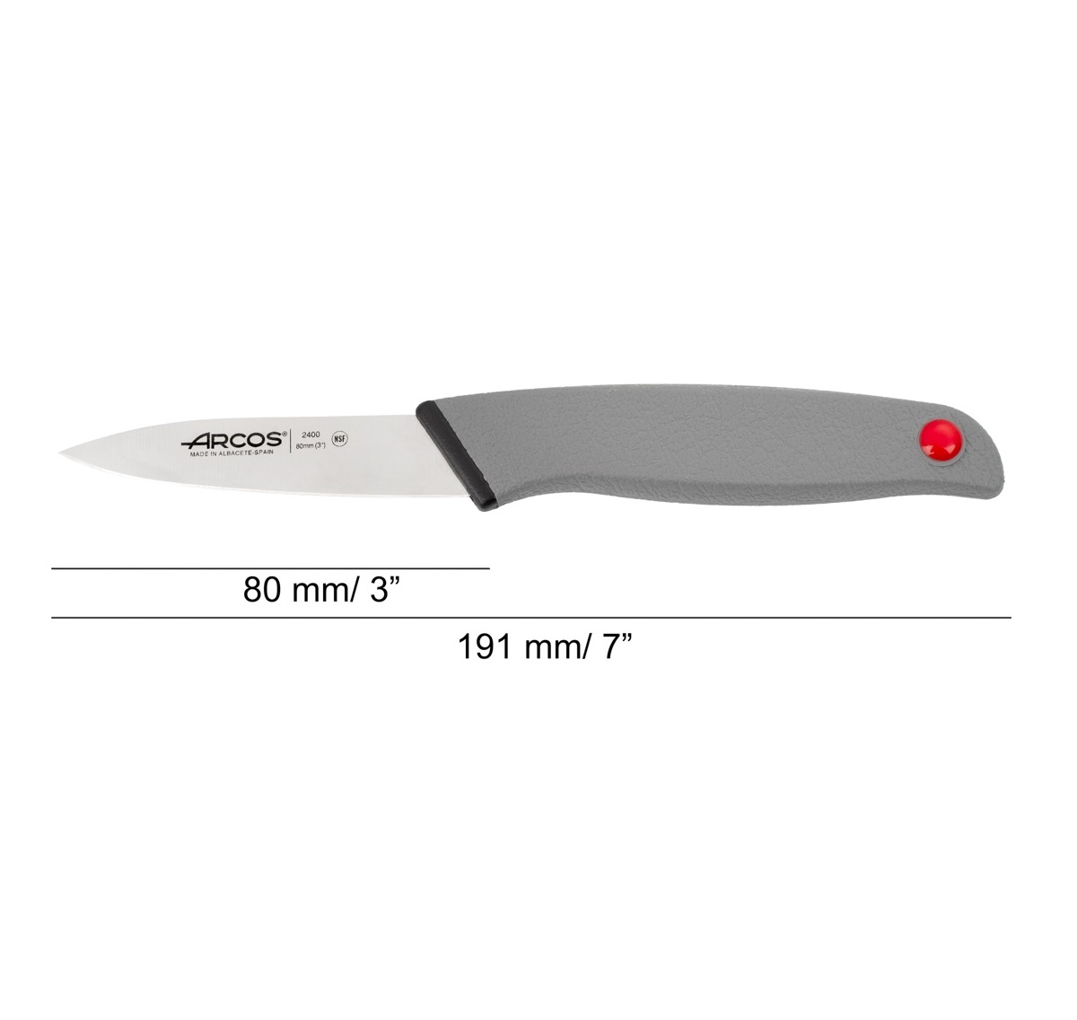 Arcos Schälmesser, 8 cm Klinge, Colour Prof, schwarzer Doppelspritzgussgriff