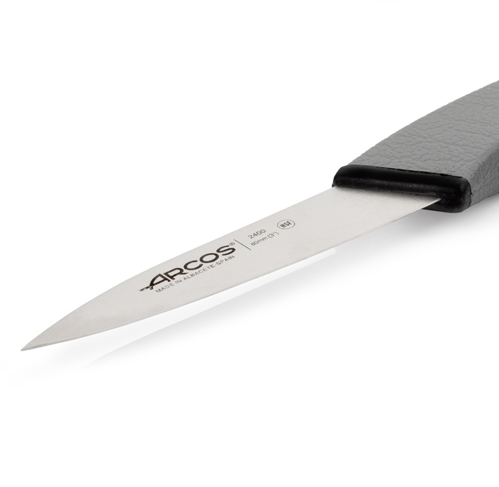 Arcos Schälmesser, 8 cm Klinge, Colour Prof, schwarzer Doppelspritzgussgriff