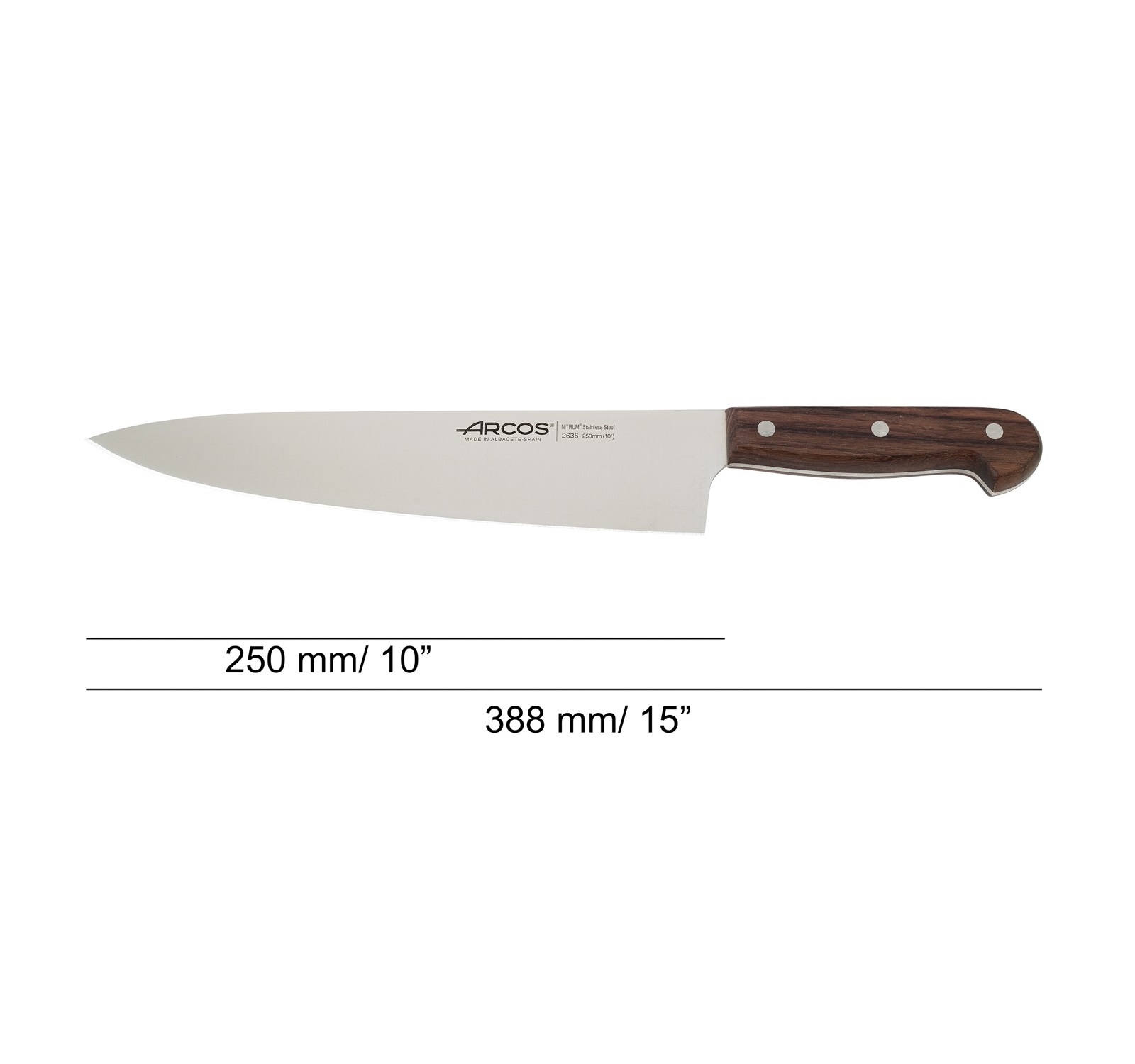 Arcos Atlántico chef's knife with rosewood handle and 250 mm blade