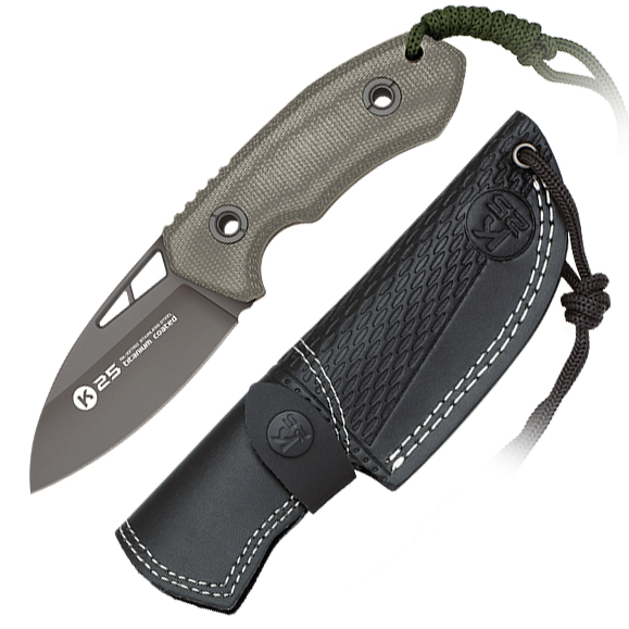 Coltello intero in K25 con manico in micarta verde Coltello intero in K25 con manico in micarta verde