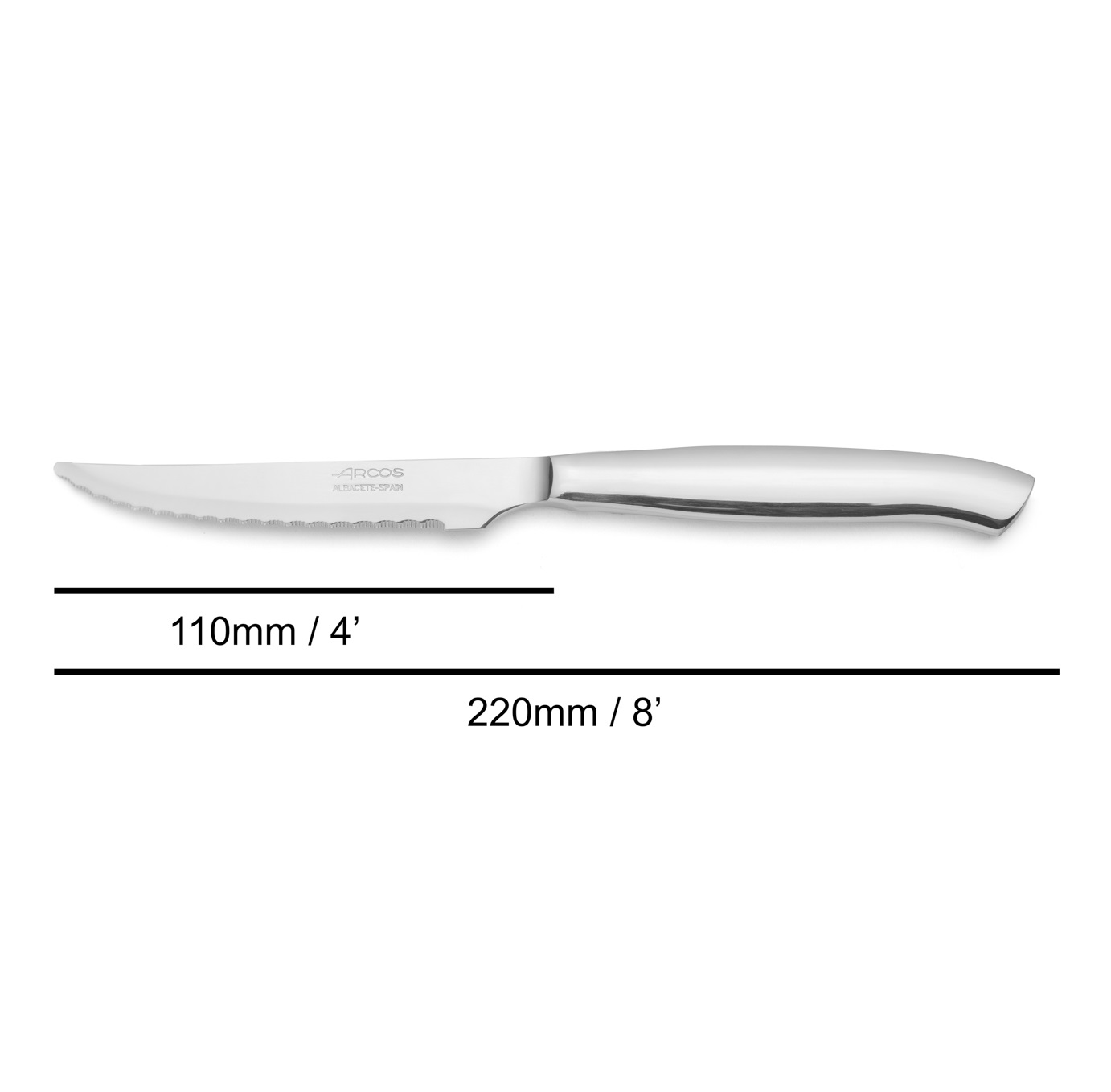 12 Arcos 220 mm Steakmesser aus Edelstahl mit Wellenschliff