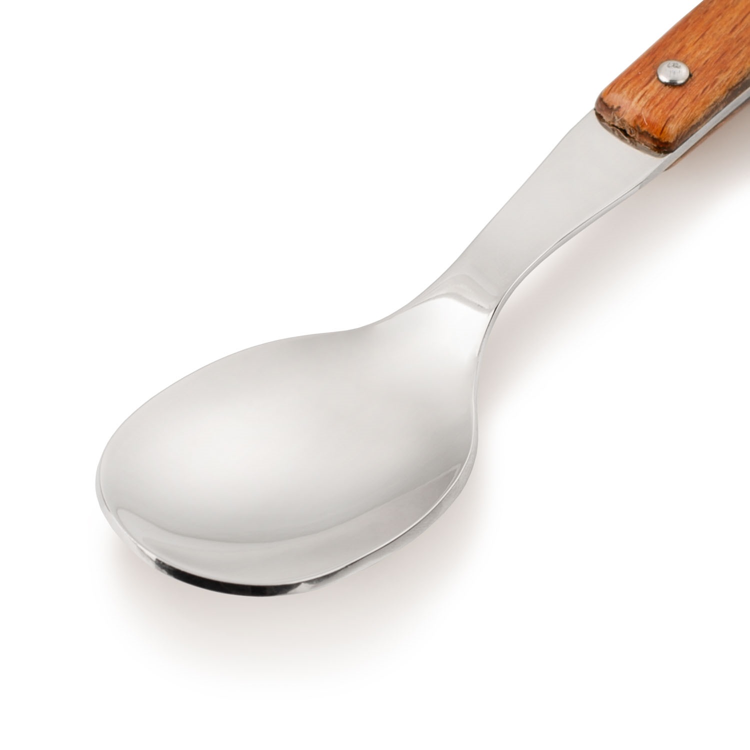 Conjunto de 12 colheres de mesa Arcos da série Gregorio, com 206 mm de diâmetro e cabo em madeira prensada