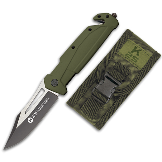 Taktisches taschenmesser K25 mit doppelseitigem gurtelschneider