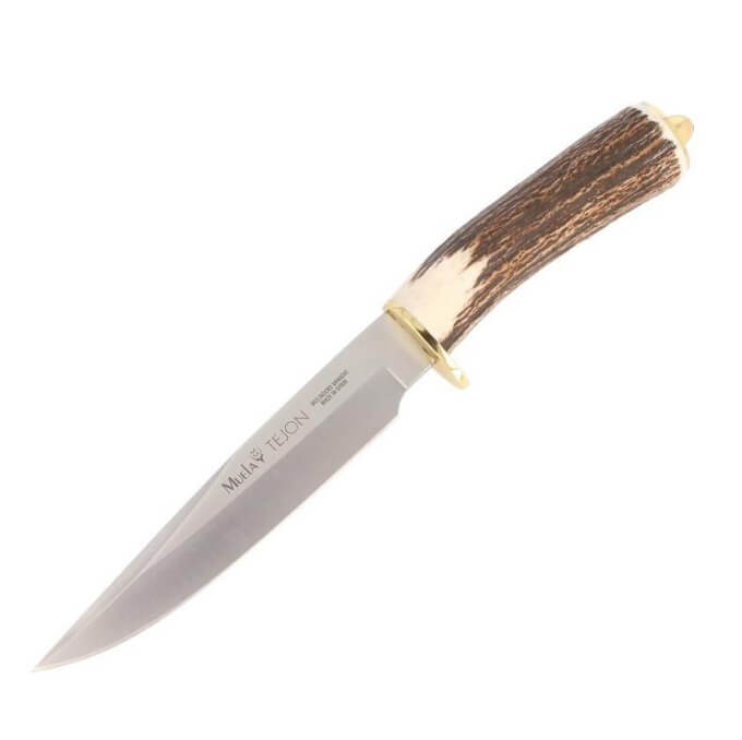 Cuchillo de caza Muela Tejón con mango de asta de ciervo y hoja d...