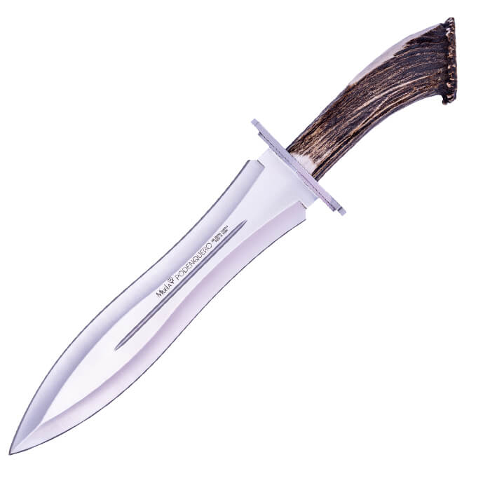 Cuchillo de remate con puño de asta de ciervo con roseta y defens...