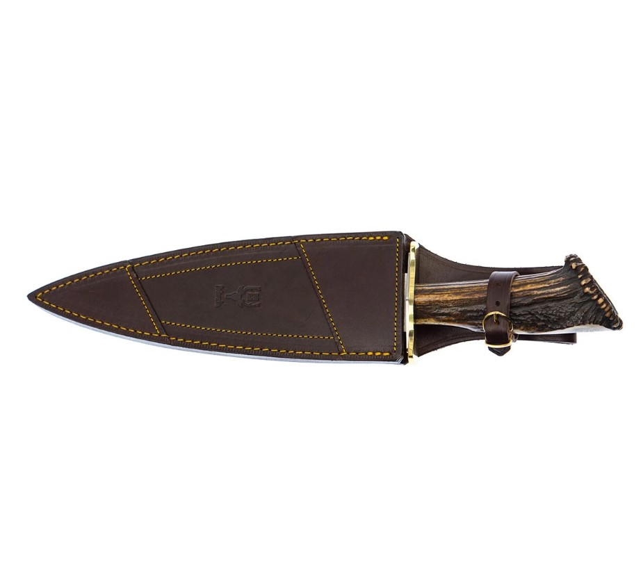 Cuchillo de caza Muela Gran Duque con puño de asta de ciervo con roseta y hoja de 25 cm