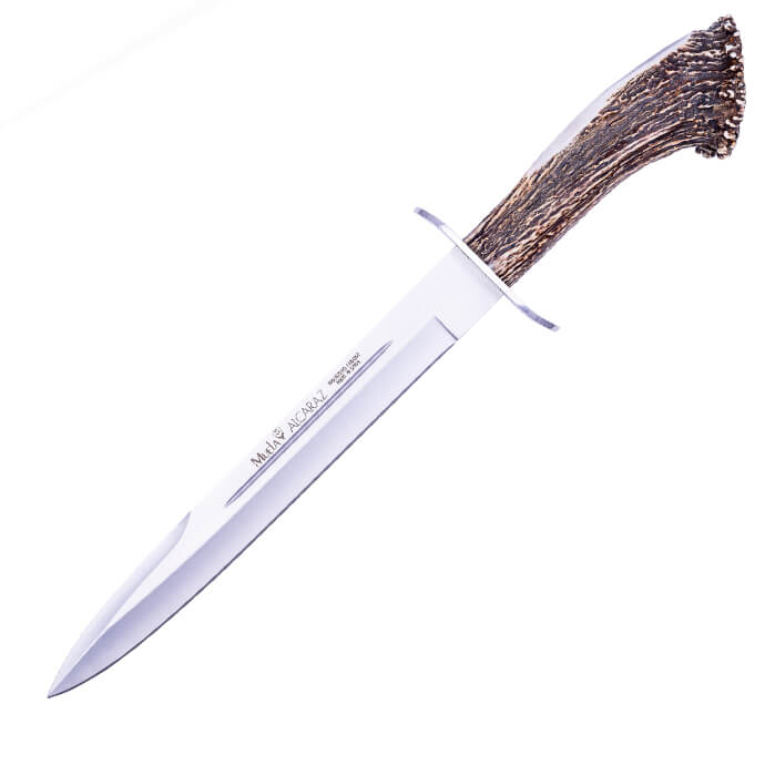 Cuchillo de caza Muela Alcaraz-26 con puño asta de ciervo con ros...