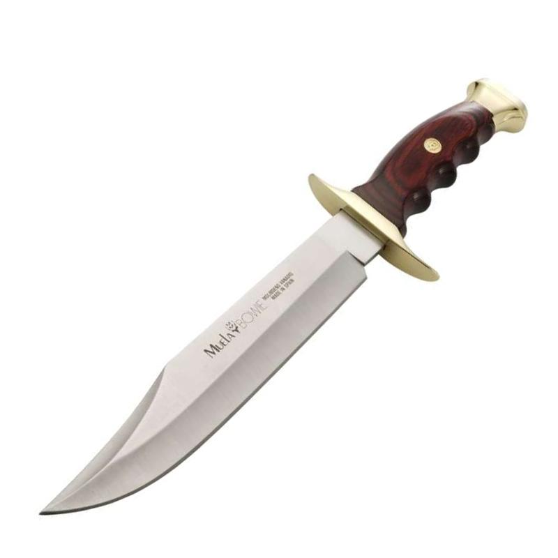Cuchillo de caza Muela Bowie con puño de madera prensada coral y ...